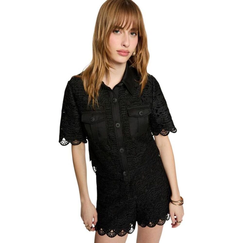 Morgan De Toi Black Polyester Shortsleeve Women's Shirt